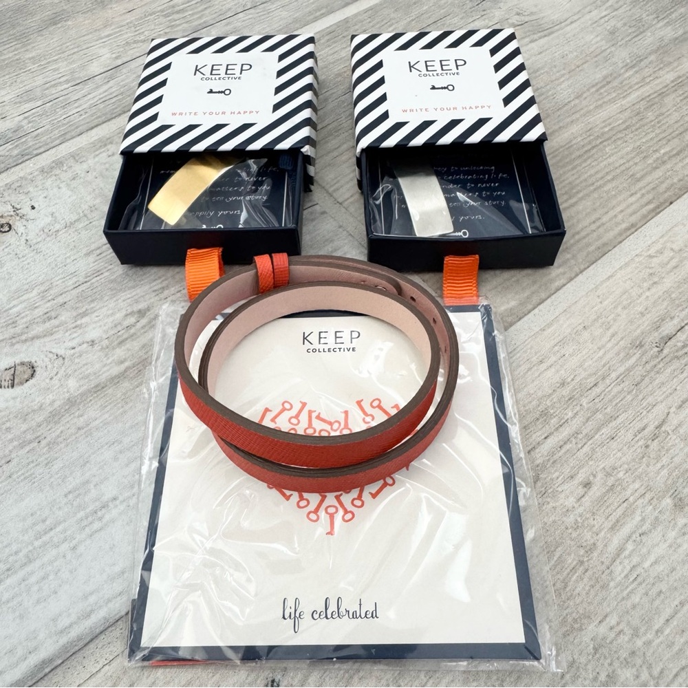 Stella & Dot Orange Adjustable Double Wrap Leather Bracelet